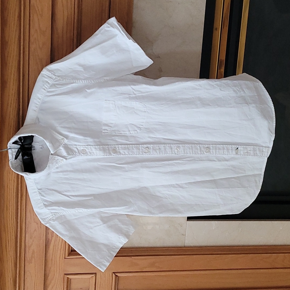 Gap Men's Medium Button Down Short Sleeve Shirt White 100% Cotton Casual Oxford